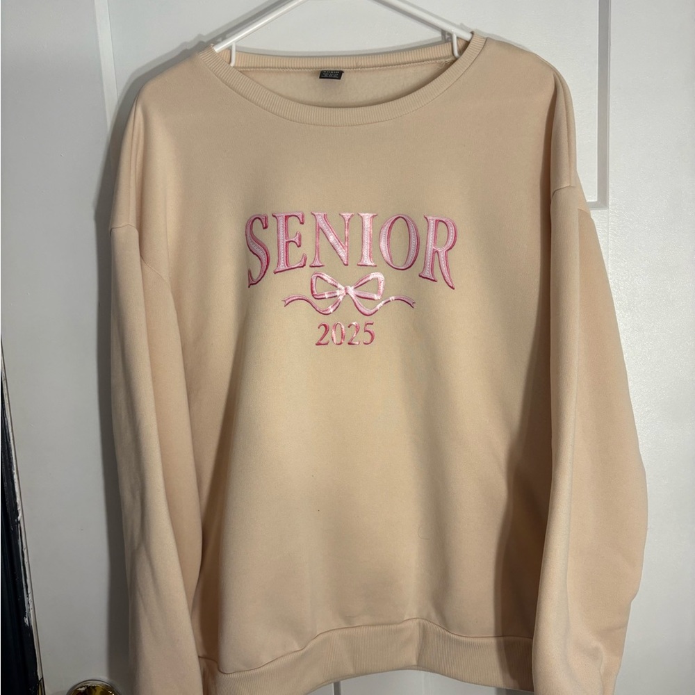 SHEIN Cream Ribbed Sweatshirt